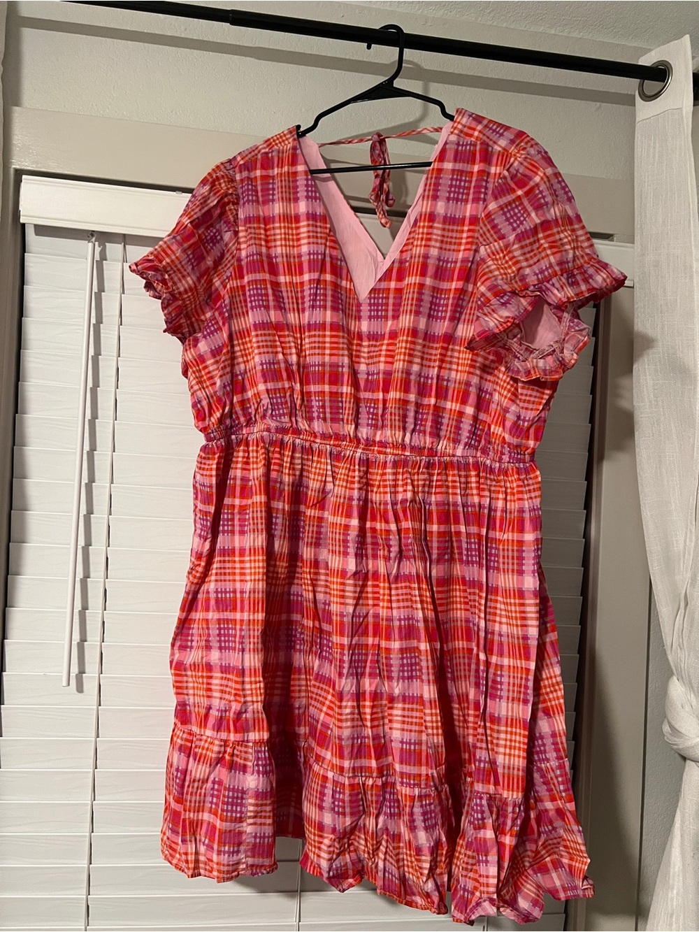 Pink-Red Plaid Casual Summer Dress